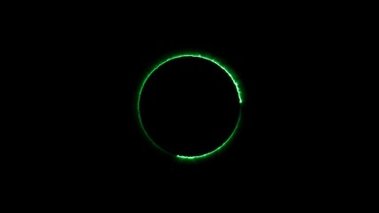 Circle neon light loading turquoise color illustration. On the black background uploading icon 4k illustration.