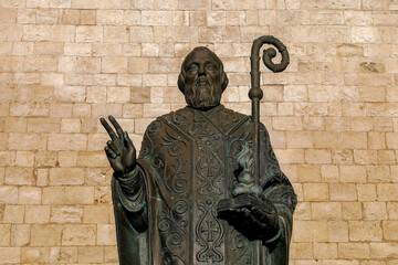 Statue of Saint Nicolas outside the basilica in Bari, Italy