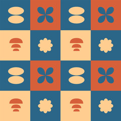 Playful geometric shapes seamless patterns. Brutal contemporary figure backgrounds.
