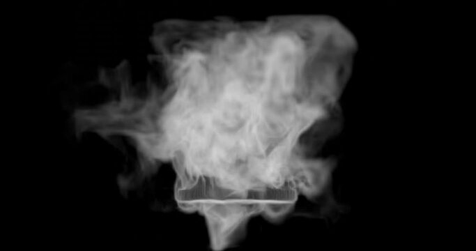 3d render top view of smoke or steam for food or hot surface effect for video overlay. Set screen for blending mode.


