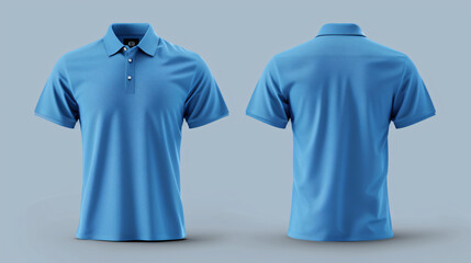 A trendy blue polo shirt mockup featuring a sleek and blank design that can be customized to your liking. Perfect for showcasing your own designs or logos. Whether for casual or corporate we