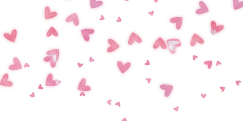 Floating Hearts on Isolated Background. Valentine Banner. Pink Hearts Confetti