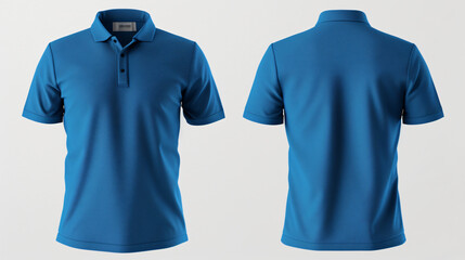 A trendy and versatile blue polo shirt mockup, perfect for showcasing your custom designs. The front and back views provide ample space for your creative artwork or logo. This blank mockup i