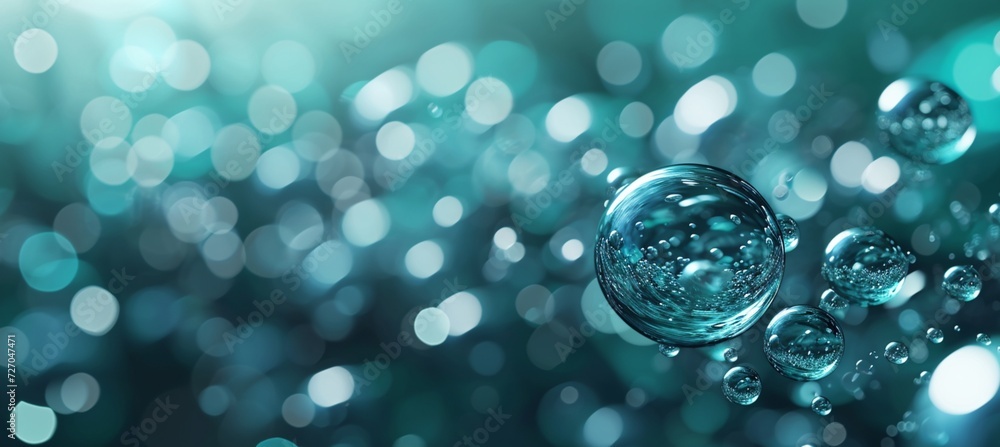 Poster cyan serenity: a mesmerizing tapestry of fine lines in a bubble background - a harmonious fusion of 
