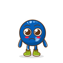 sad emoji blueberry character, fruit character vector. blueberry character illustration