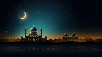 Obraz premium Ramadan Kareem Greeting Background Islamic 3d illustration design, generative ai