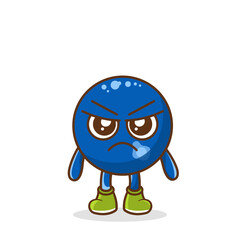 Angry. fruit character vector. blueberry character illustration, Cute blueberry character with angry expression vector illustration.