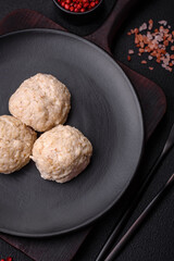Delicious healthy steamed chicken cutlets or minced meatballs