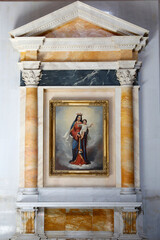 Saint George maronite cathedral, Beirut, Lebanon. Virgin and child painting - obrazy, fototapety, plakaty