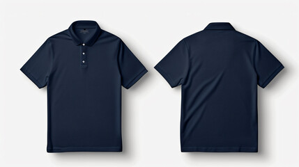 A stylish and versatile dark blue polo shirt, perfect for any casual or smart-casual occasion. This mockup features both the front and back views, allowing designers to effortlessly showcase