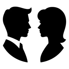 minimal Angry husband and wife couple quarreling, black color vector silhouette