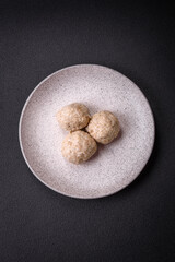 Delicious healthy steamed chicken cutlets or minced meatballs