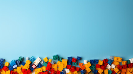 Naklejka premium Lego background with copy space. Generative AI