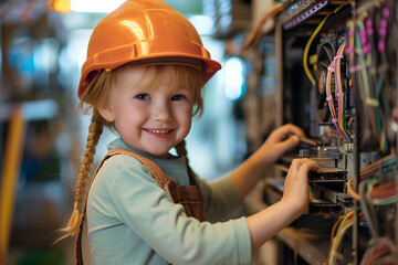 Begeistertes Kind beim basteln an einem Computer