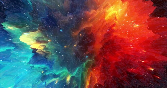 Abstract 3D Fractal Cinematic Background. 3D Colorful Space Background Loop.