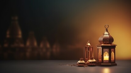 Fototapeta premium Ramadan Kareem Greeting Background Islamic 3d illustration design, generative ai