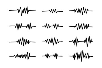 graphic symbol or sound wave, measuring earthquakes, drawn on a white background.