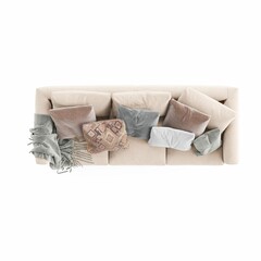 3D rendering of a cozy sofa on a white background
