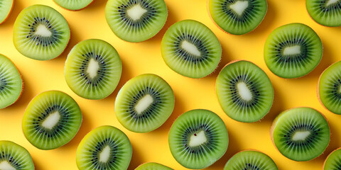 Fototapeta premium healthy and fresh green kiwi seamless background, kiwis, top view