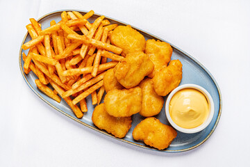 french fries with chicken nuggets