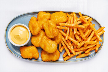 french fries with chicken nuggets