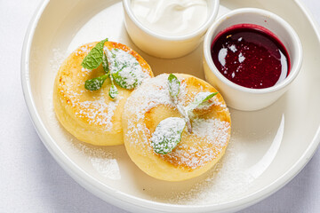 cottage cheese pancakes with sour cream