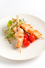 salmon kebab with fresh vegetables