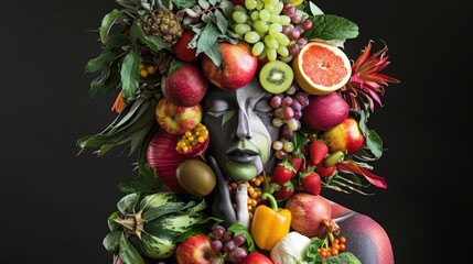 Naklejka na ściany i meble The human body is likened to a composition of assorted vegetables.