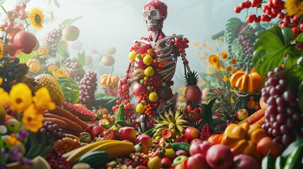The human body is likened to a composition of assorted vegetables.