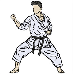 illustration vector karate technique pose logo icon full color
