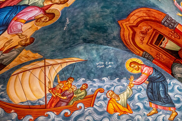 Our Lady of Hamatoura orthodox monastery, Kannoubine Valley, Lebanon. Church fresco