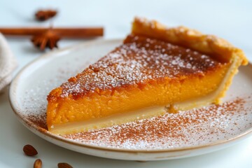 Sugared Pumpkin Pie Slice with Cinnamon