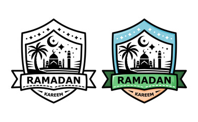 shield-shaped logo with the concept of Ramadhan Kareem