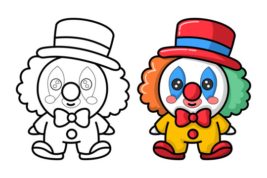 learn to color a clown, cartoon, coloring book, coloring pages for children.