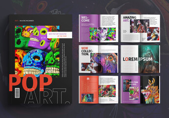 Pop Art Magazine Template Design Layout