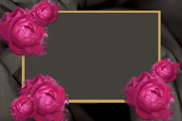 roses and a grey background with a box for text