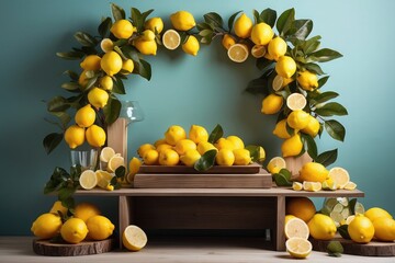 Lemons on a wooden background