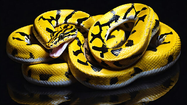 Close-up View of Yellow Burmese Python