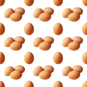 Seamless Pattern of Single with Triple Eggs on transparent backdrop, PNG file