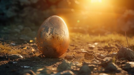 Eggs appearing naturally within the soil, seamlessly integrated into their surroundings. - obrazy, fototapety, plakaty