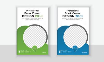 Professional Business book cover,cover design for annual report and business catalog,flyer or booklet blue, yellow, red, and green colors,book cover design eps file print-ready
