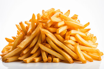 French fries isolated on white background. - obrazy, fototapety, plakaty