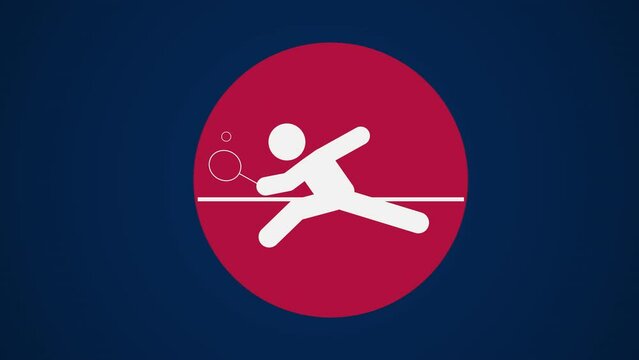Pictograma de los Juegos Ol&iacute;mpicos de lado derecho con el deporte tenis de mesa  en fondo azul. 