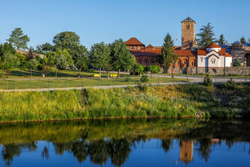 Fototapeta na wymiar Zica orthodox monastery and pond near Kraljevo, Serbia
