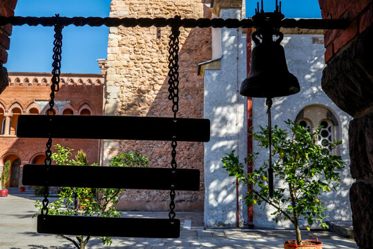 Zica orthodox monastery near Kraljevo, Serbia. Semantron and bell.