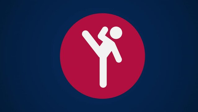 Pictograma de los Juegos Ol&iacute;mpicos de lado derecho con el deporte taekwondo en fondo azul. 