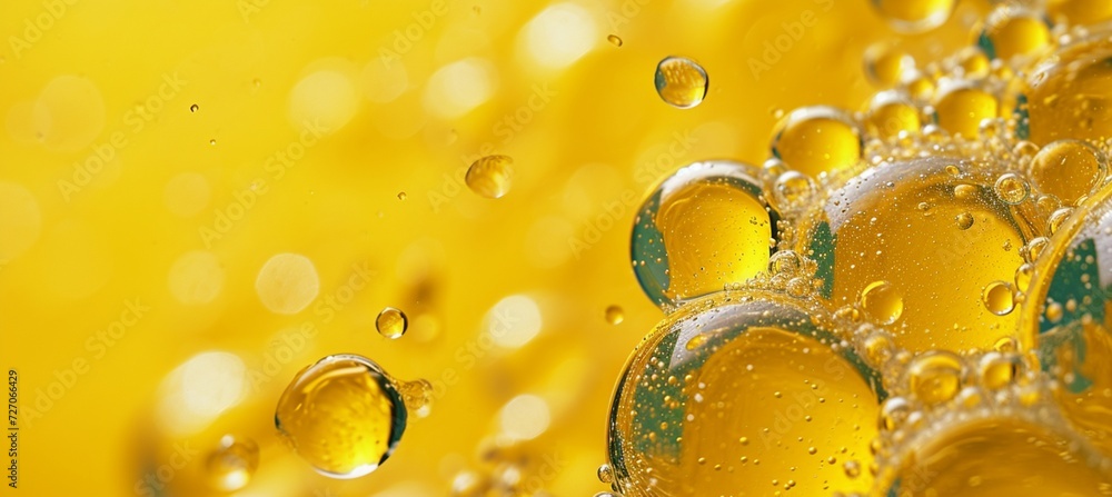 Poster sunny elegance: a captivating yellow bubble background with delicate fine lines, creating a subtle s