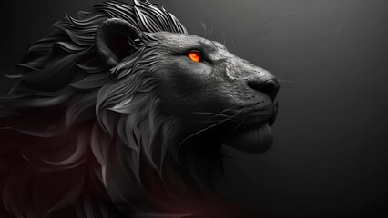 Lion head moving. simple minimalist tiger head wild animal logo 4k illustration template design, Retro design King of the jungle mp4 - Powered by Adobe