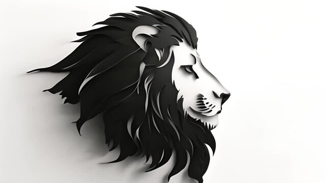 Lion head moving. simple minimalist tiger head wild animal logo 4k illustration template design, Retro design King of the jungle mp4