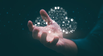 Connecting, communicating, and exchanging with global network cloud data internet technology. Using wireless data with high-speed technology for economic, scientific, and financial development.